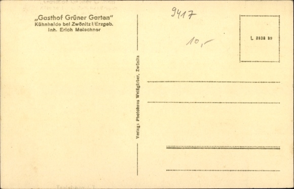 Postcard Kühnhaide Marienberg in the Ore Mountains, Gasthof Grüner Garten, interior view