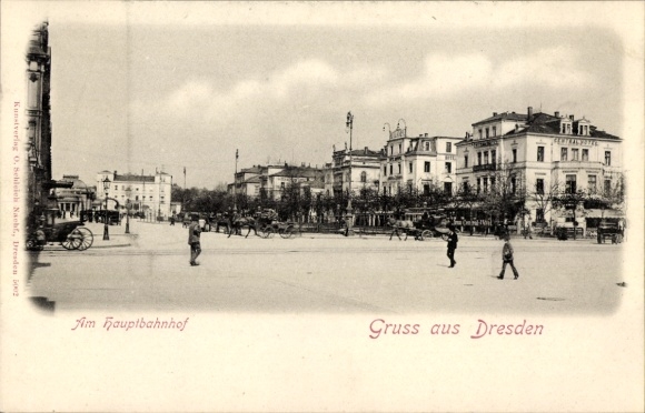 Postcard Dresden Neustadt, at the main station