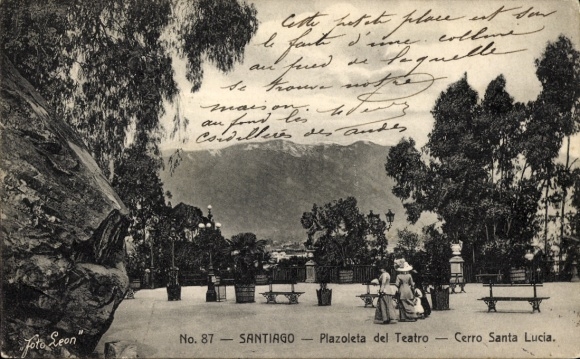 Postcard Santiago de Chile, Plazoleta del Teatro, Cerro Santa Lucia