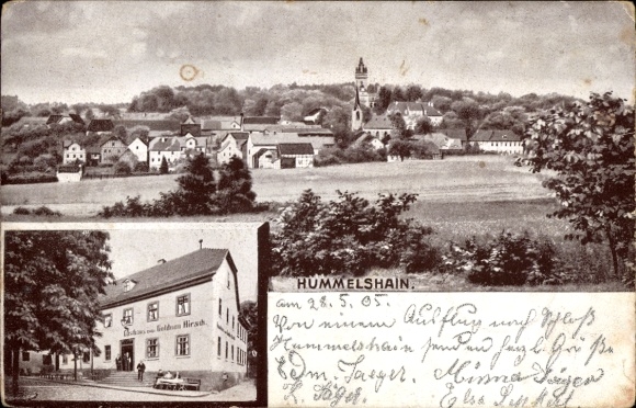 Ak Hummelshain in Thüringen, Landschaftsansicht, Gebäude,  Ansicht, Briefadressat