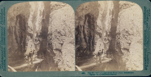 Stereo photo Schattenhalb Bern Canton Switzerland, Aare Gorge