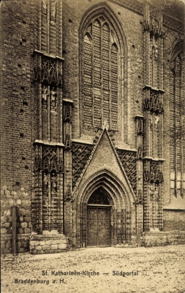 Postcard Brandenburg ad Havel, St. Katharinenkirche Church, south portal