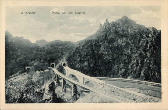 Postcard Altenahr in the Ahr valley, view of the tunnels