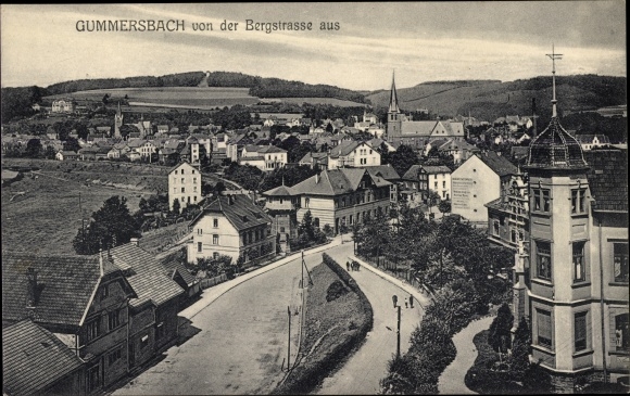 Postcard Gummersbach in the Oberberg district, view of the town from the mountain road
