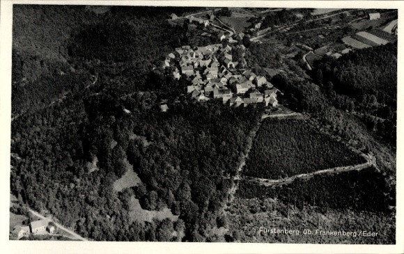 Postcard Fürstenberg Lichtenfels in Northern Hesse, aerial photograph