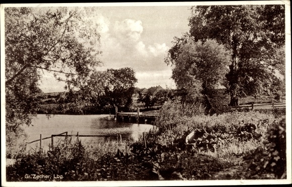 Postcard Groß Zecher Seedorf Lauenburg, Seeblick, Gasthof Adolf Deutschmann