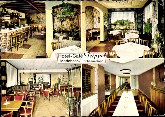 Postcard Medebach in the Hochsauerlandkreis, Hotel Cafe Trippel, interior and exterior view