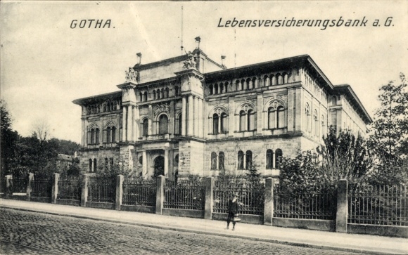 Postcard Gotha in Thuringia, life insurance bank