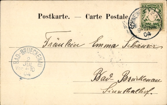 Passepartout Postcard Schweinfurt in Lower Franconia Bavaria, Town Hall