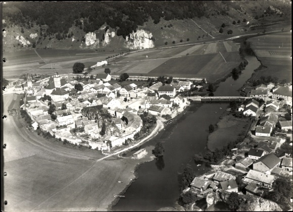 PC Schorndorf in the Remstal, Württemberg. The front shows a black and white aerial photograph of Schorndorf...