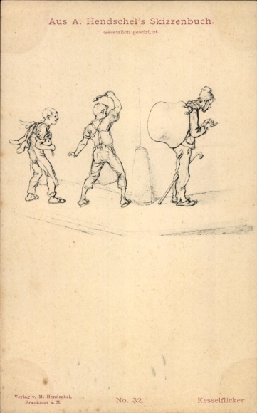 Kunstenaarskaart Hendschel, Albert, schetsboek nr. 32, knutselen