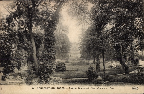 Postcard Fontenay aux Roses Hauts de Seine, Chateau Boucicaut, Vue generale du Parc