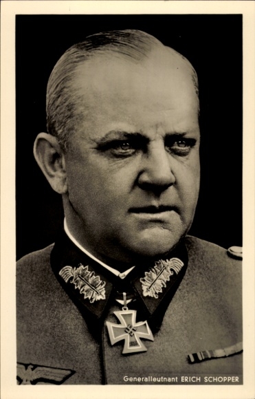 Postcard Knight's Cross recipient Lieutenant General Erich Schopper