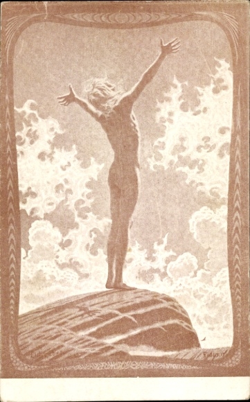 Art Nouveau artist Postcard Fidus, Light Prayer, Free German Youth Day 1913