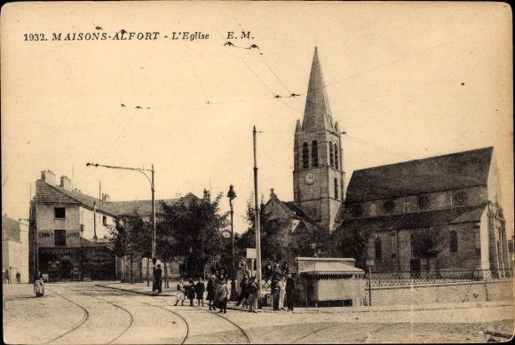 Postcard Maisons Alfort Val de Marne, The Church