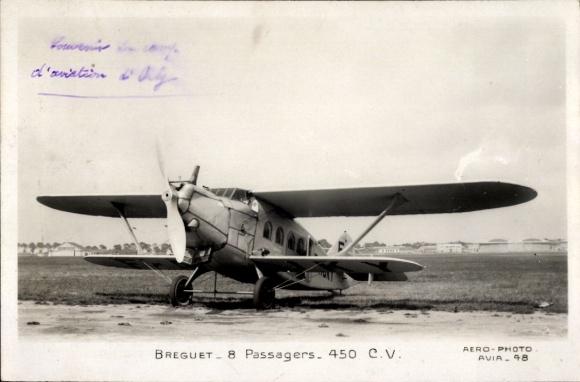 Postcard Airplane, Breguet, 8 Passengers, 450 CV