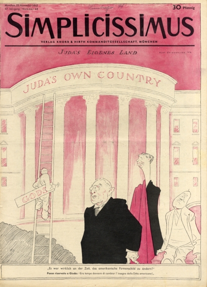Simplicissimus Heft 48 November 1942 Karikatur Juda's eigenes Land O. Gulbransson Verlag Hirth
