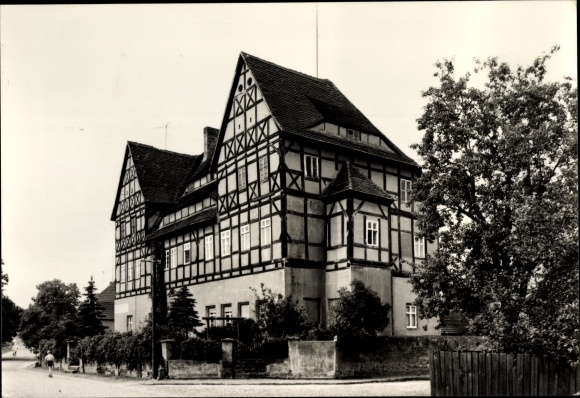 Ak Seyda Jessen an der Elster, kantoorgebouw, vakwerkhuis