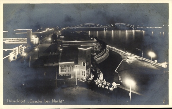 Ansichtkaart Düsseldorf am Rhein, Gesolei, nacht, grote tentoonstelling 1926