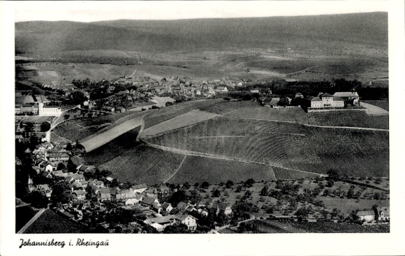Postcard Johannisberg Geisenheim am Rhein Hesse, aerial photograph