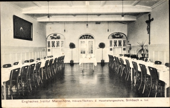 Postcard Simbach am Inn Lower Bavaria, English Institute Marienhöhe, Higher Daughters and Household School
