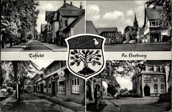 Coat of arms PC Tostedt in Lower Saxony, partial views, street sections