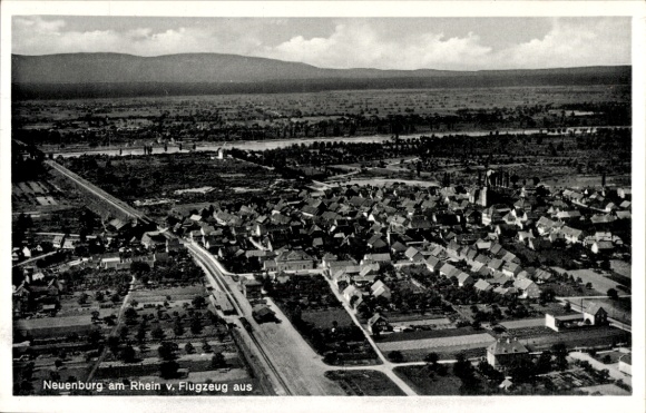 Postcard Neuenburg am Rhein Baden, aerial photograph