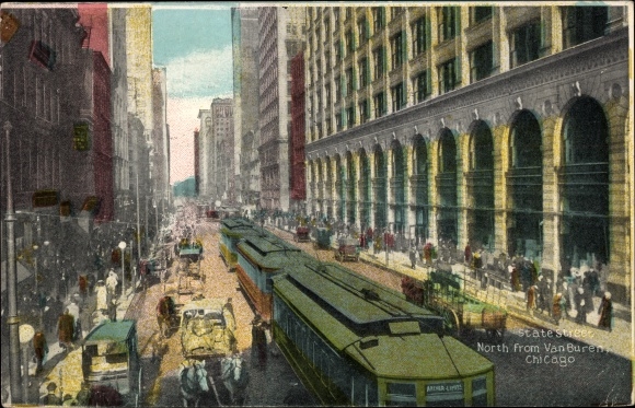 Postcard Chicago Illinois USA, State Street Tram