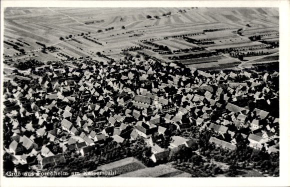 Postcard Forchheim am Kaiserstuhl, aerial photograph