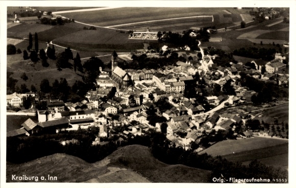 Postcard Kraiburg am Inn Upper Bavaria, aerial photograph