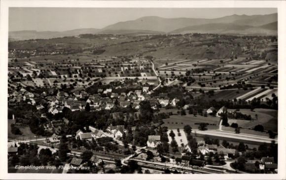 Postcard Eimeldingen in Baden, aerial photograph