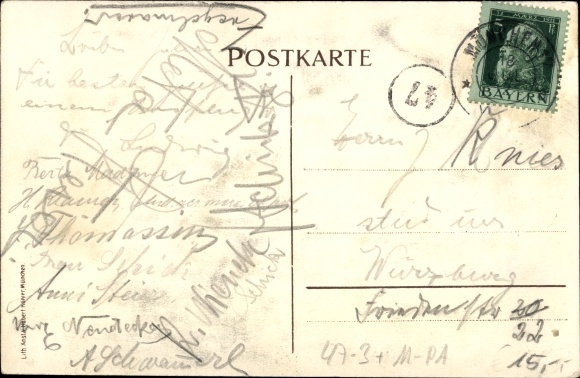 Studentika Postcard Pasing Obermenzing Munich, Absolvia Pasing 1912