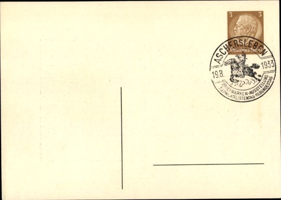 Papeteria pocztowa KP GS DR PP 122 C2, 39. Niemieckie Święto Filatelistów Aschersleben 1933