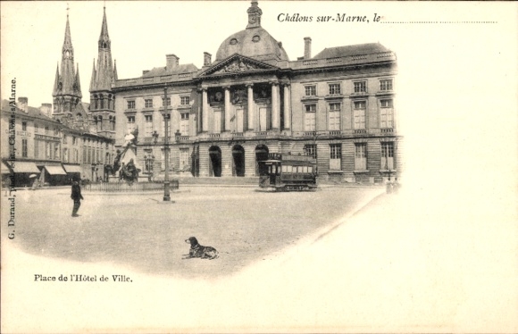 Ak Chalons sur Marne, Rathausplatz