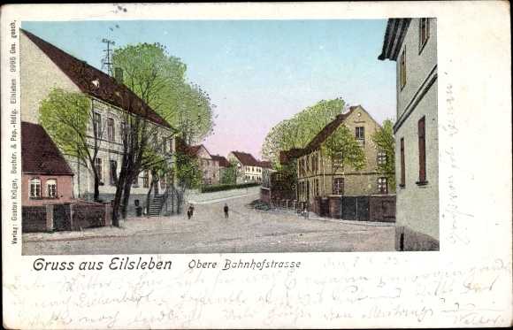 Golden Windows Illuminated Window Postcard Eilsleben Saxony Anhalt, Obere Bahnhofstrasse