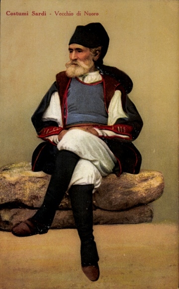 Postcard Costumi Sardi, Vecchio di Nuoro