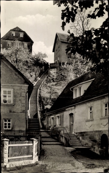 Postcard Weidenberg in Upper Franconia, stairs to the Upper Market