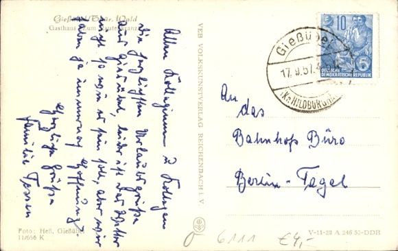 Postcard Gießübel in Thuringia, Inn