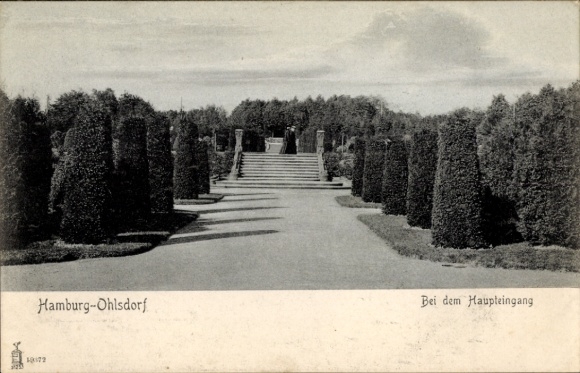 Postcard Hamburg Ohlsdorf Klein Borstel, Park, Main Entrance