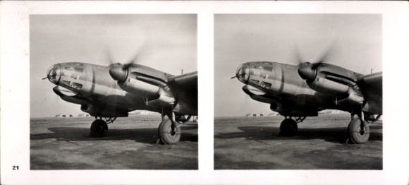 Stereo image photo Flying and Winning No. 21, Heinkel before takeoff