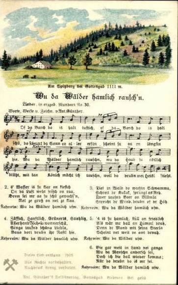 30 song cards, Anton Günther