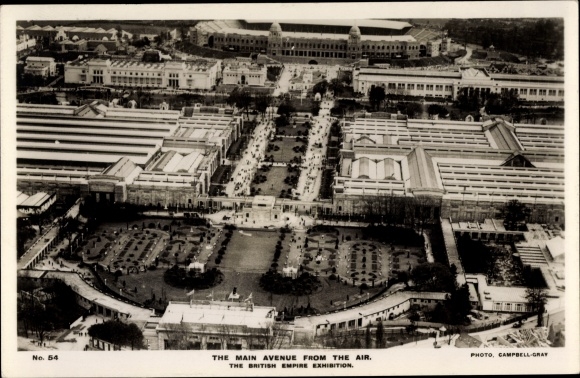 KP London City England, wystawa Imperium Brytyjskiego 1924, główna aleja z powietrza