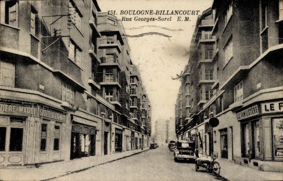 Postcard Boulogne Billancourt Hauts de Seine, Rue Georges Sorel
