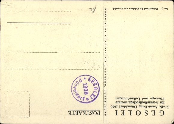 Kunstenaarskaart Düsseldorf am Rhein, Gesolei 1926