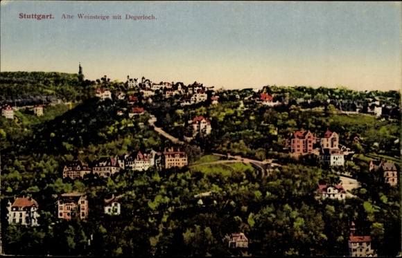 Postcard Weinsteige Stuttgart in Württemberg, Old Weinsteige, Degerloch, landscape, houses