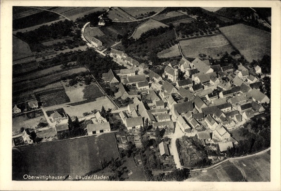 Postcard Oberwittighausen Wittighausen in Baden, aerial photograph