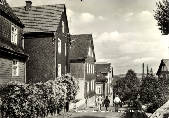 Postcard Meura in Thuringia, local street