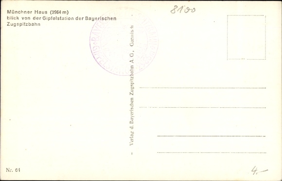 Postcard Zugspitze, view from the summit station of the Bavarian Zugspitzbahn to the Munich house