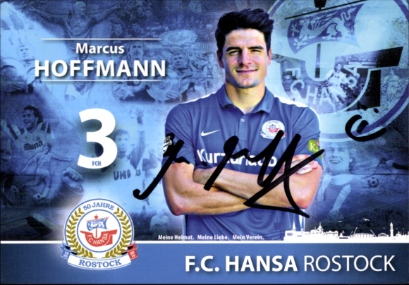 Autograph card footballer Marcus Hoffmann, FC Hansa Rostock, autograph