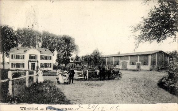 Ak Wilmsdorf Bannewitz Sachsen, Historische Landschaft, Gebäude, Menschen, Kutsche, Bäume